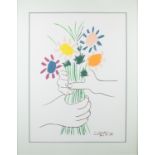 PABLO PICASSO, After "Le Bouquet 1958". lithograph, Signed Picasso and dated 21.4.58 in print.