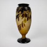 An acid etched cameo glass vase signed Gallé