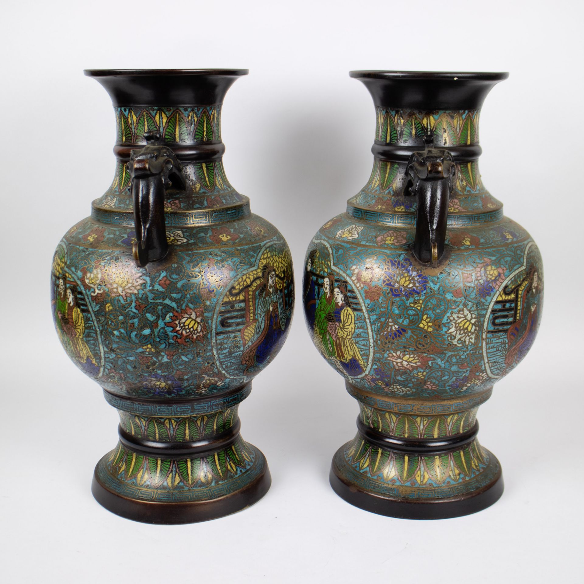 Pair of Japane champlevé vases Meiji, 19th century - Image 3 of 6