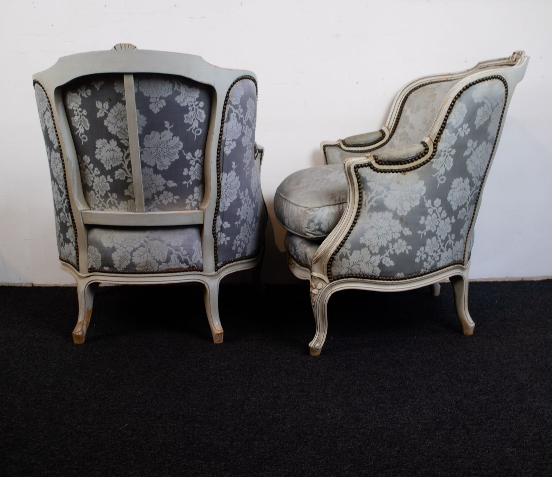 2 Louis XV style arm seats - Image 2 of 2