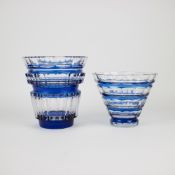 Val Saint Lambert 2 blue crystal vases
