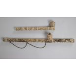 Two Chinese opium pipes carved bone