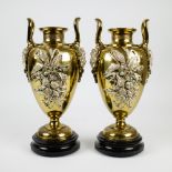 Bronze & silvered ornamental vases