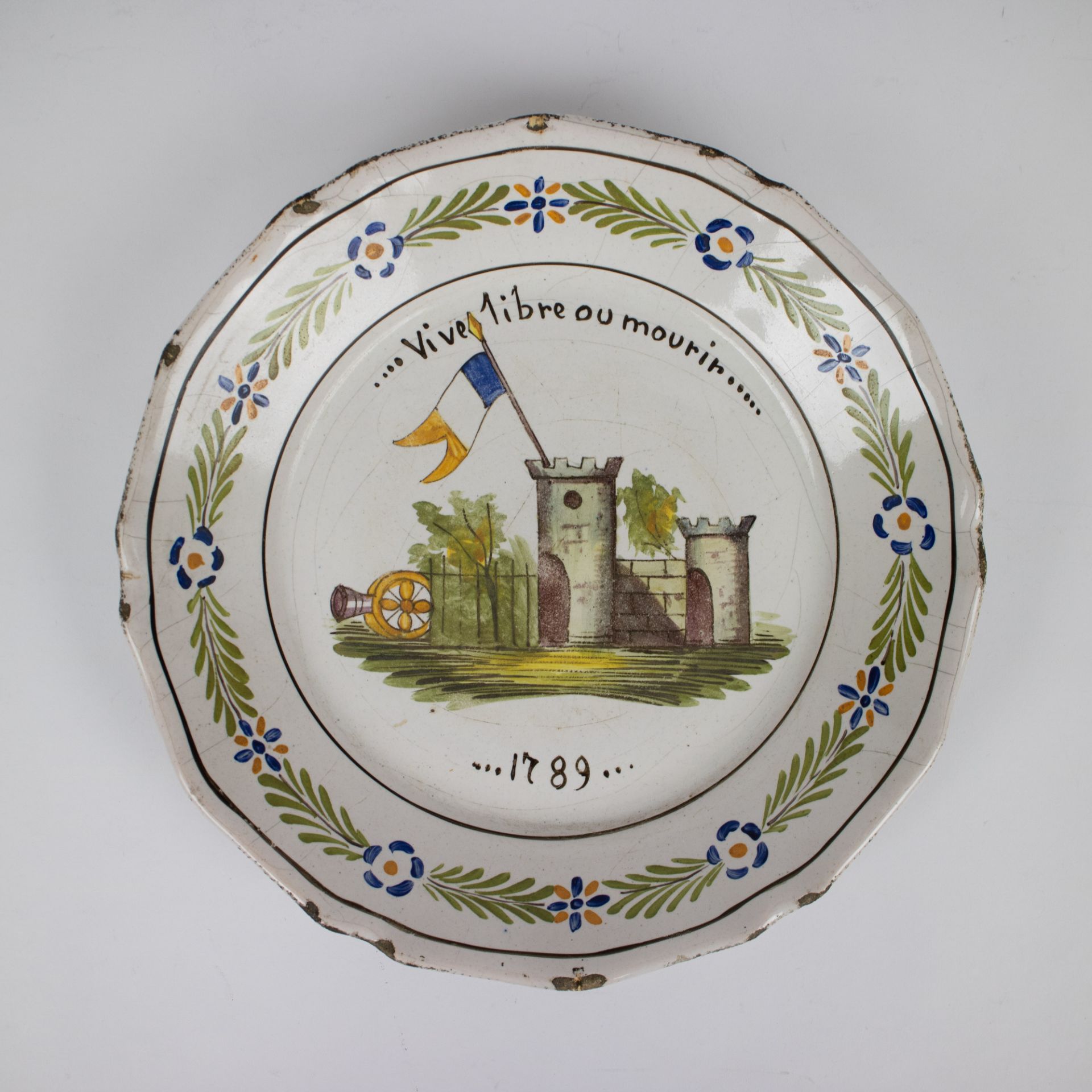Faience Rouen, revolution plate, jug 18th - 19th century - Image 4 of 12