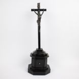 Silver crucifix and ebonised wood, 19th century