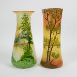 2 fine handpainted Art Deco vases style Legras