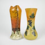 Handpainted Art Deco glass vases style Legras