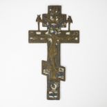 Icon 'blessing cross' with enamel, 19th century