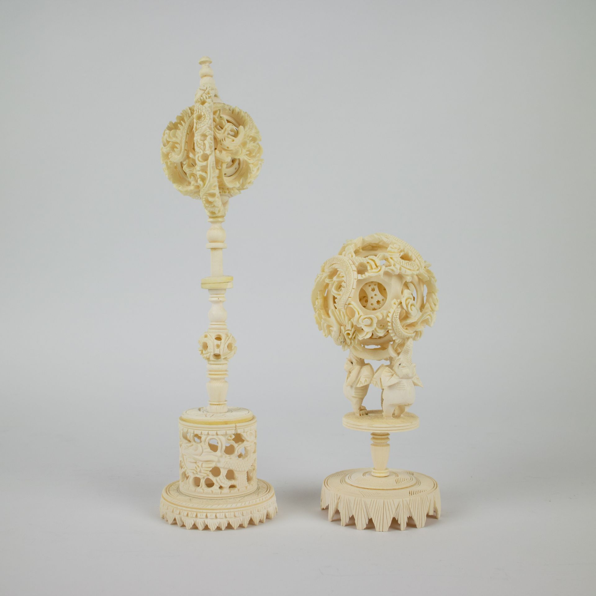 2 Canton ivory puzzle balls - Image 4 of 5