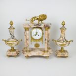 Louis XVI style clock in marble and gilt bronze