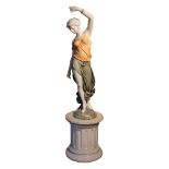 Marble statue Dancing lady with pedestal