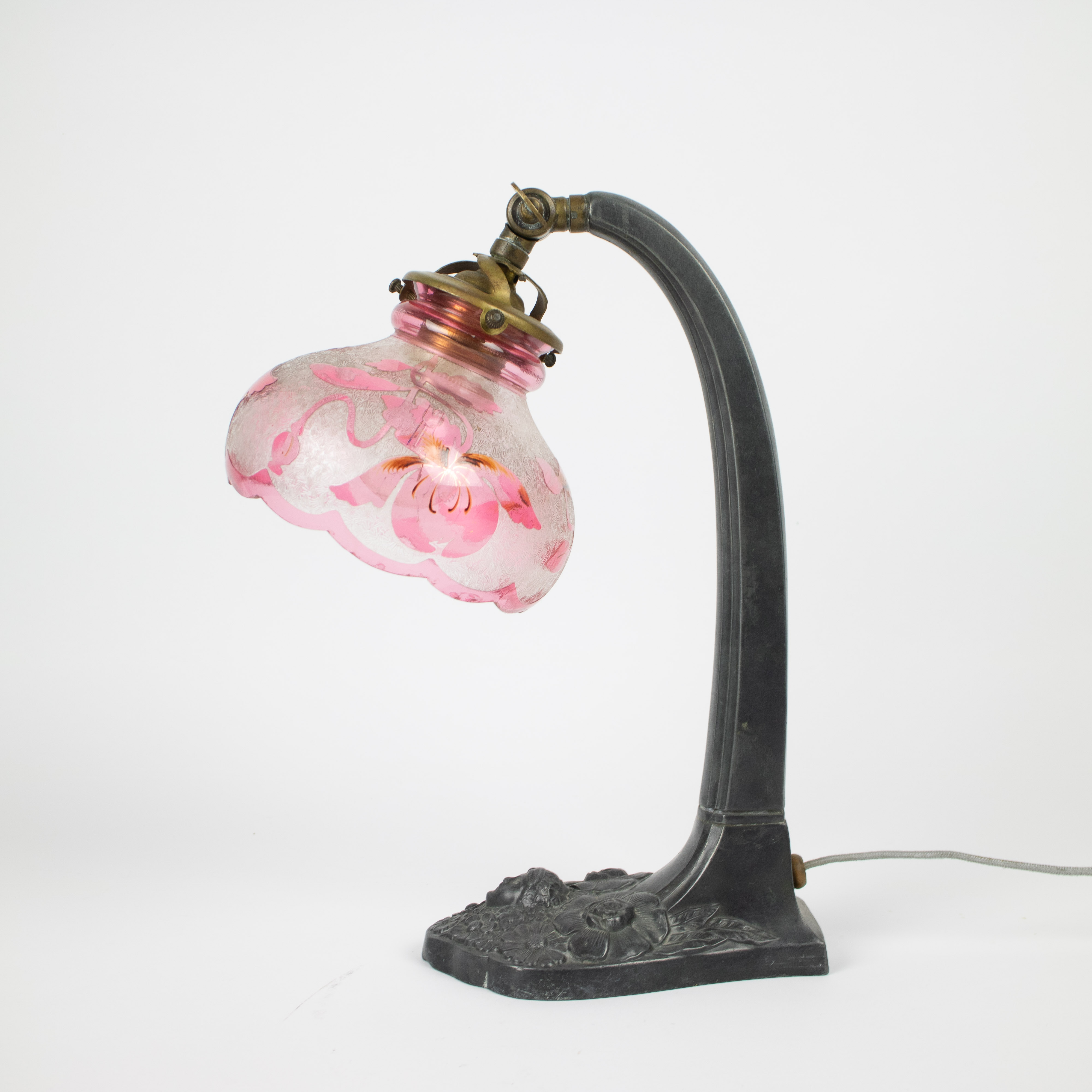 Table lamp with a Val Saint Lambert glass shade - Image 2 of 4