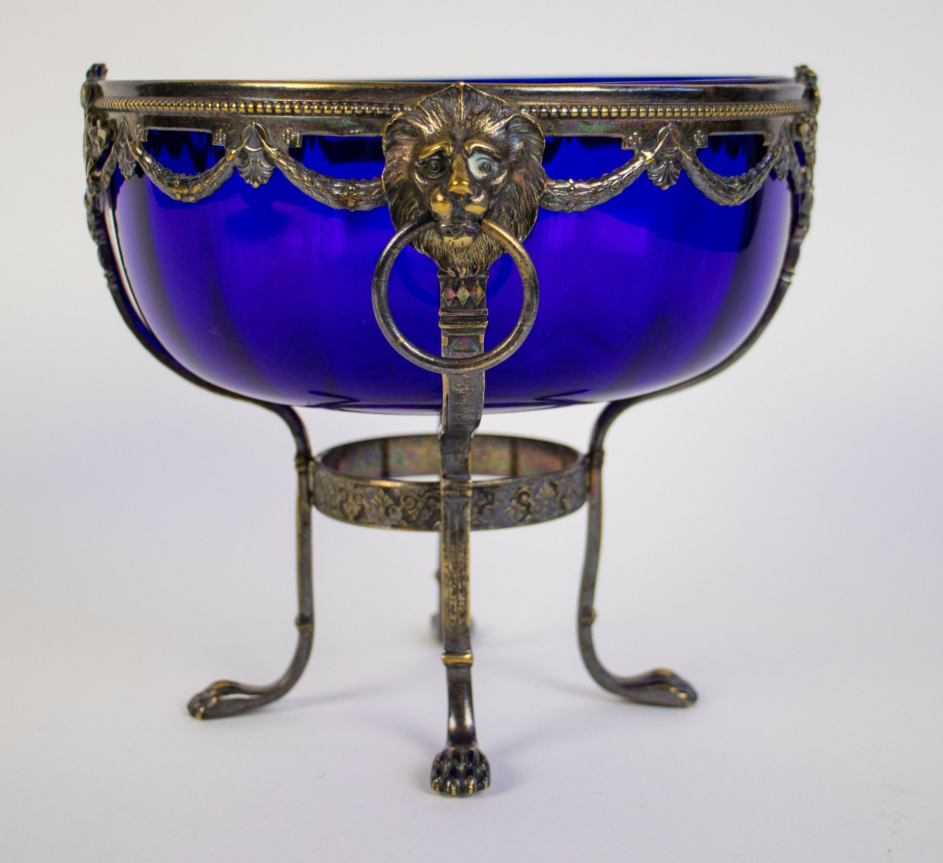 Blue glass cup in WMF frame - Image 3 of 6