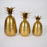 3 Mid-Century Brass Pineapple Ice Buckets