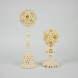 2 Canton ivory puzzle balls