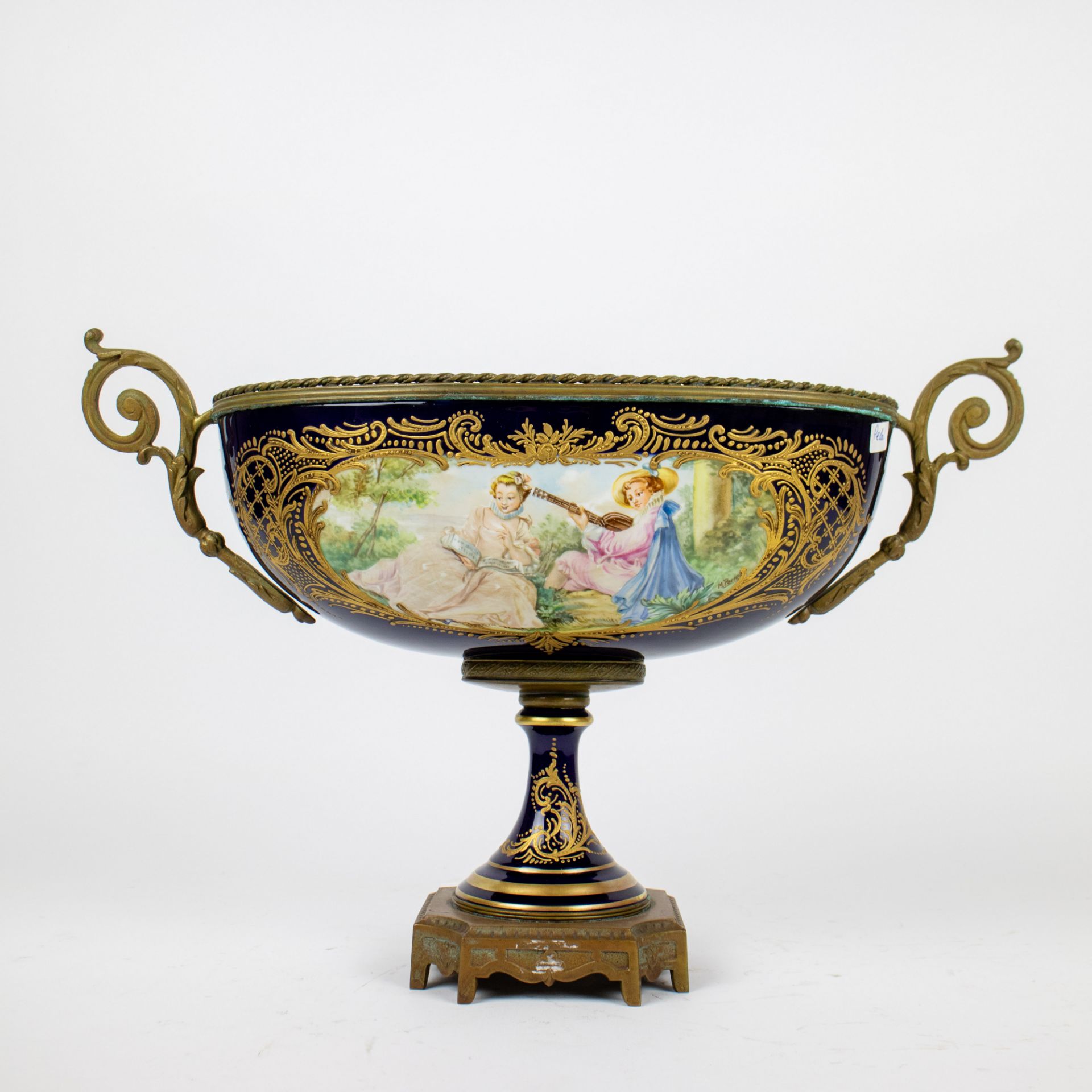 Sèvres handpainted garniture centre piece and a pair of covered vases - Image 2 of 16