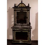 Display cabinet in ebonised wood and inlay work