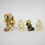 A collection of ivory, 2 netsukes and 2 figurines