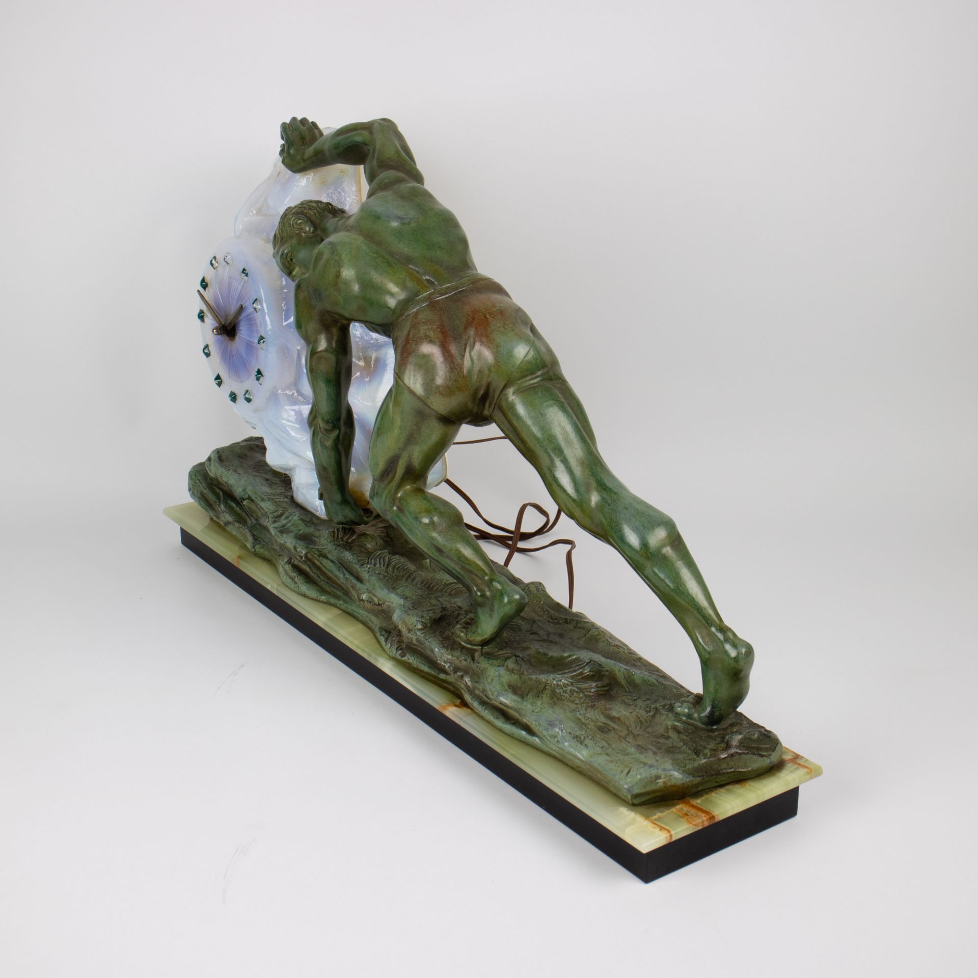 Art Deco statue with clock (attributed to Max le Verrier) - Image 3 of 5