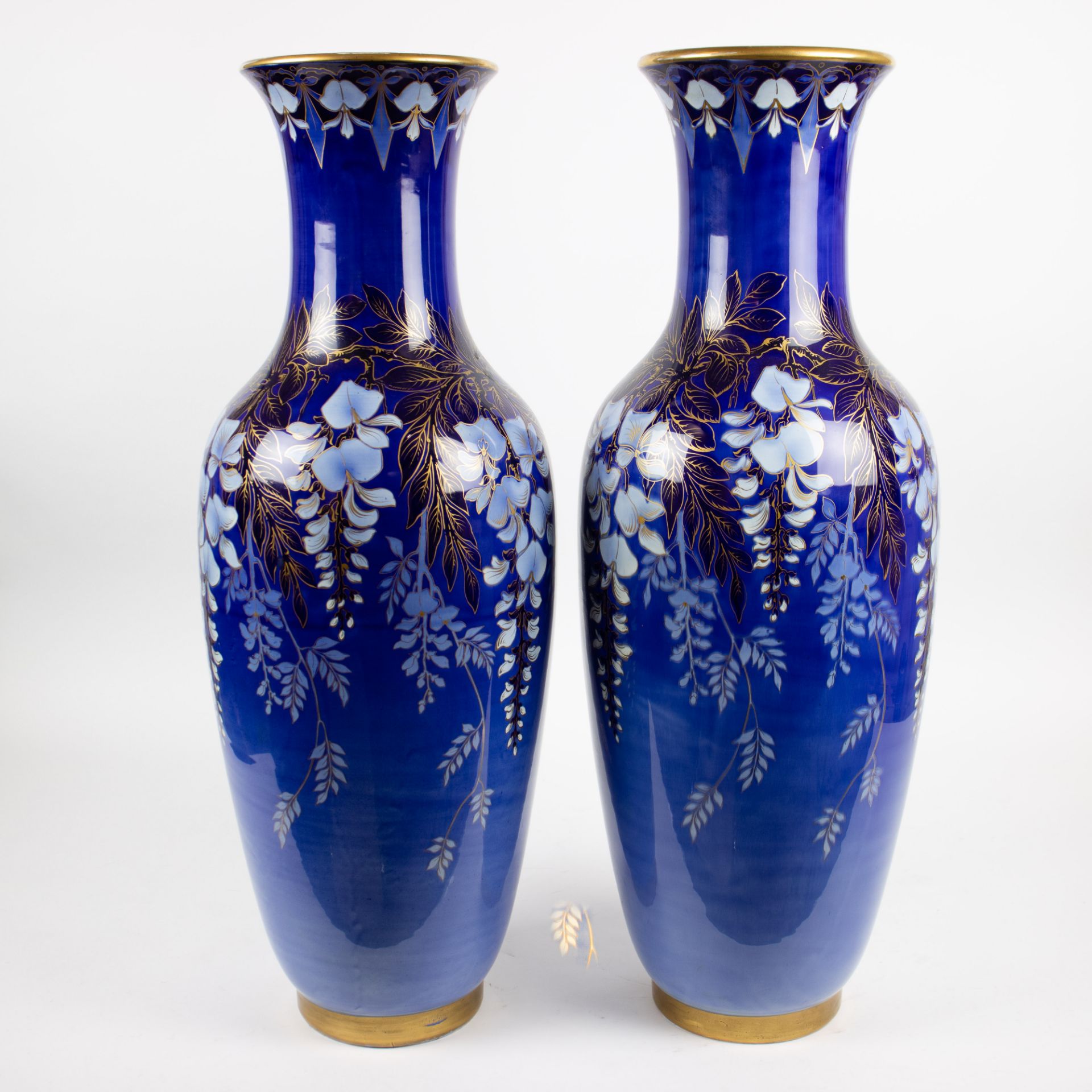 Pair of large Luneville Art Nouveau vases - Image 3 of 6