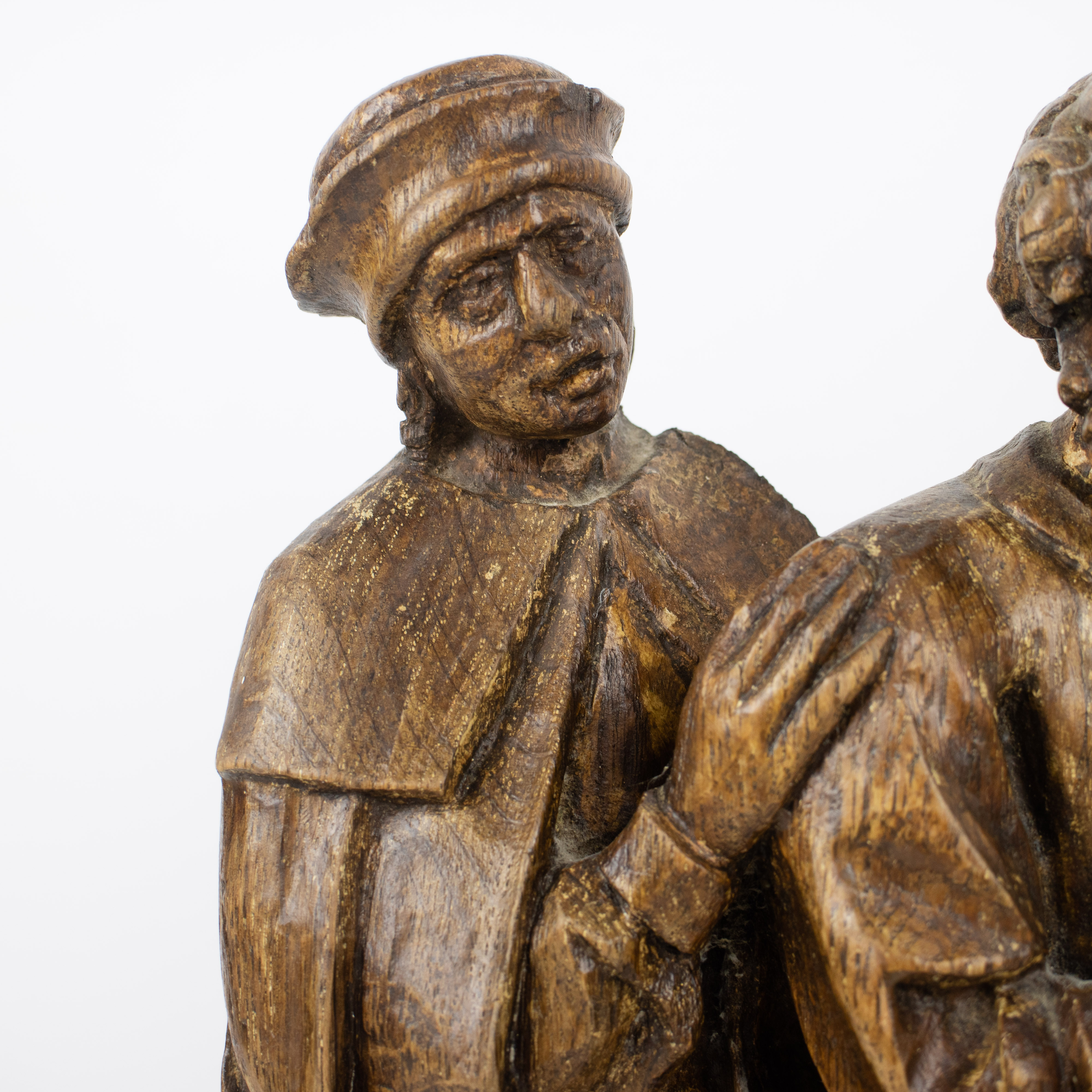 A carved wooden relief of two Saints, Flemish late 15th early 16th century - Image 4 of 9
