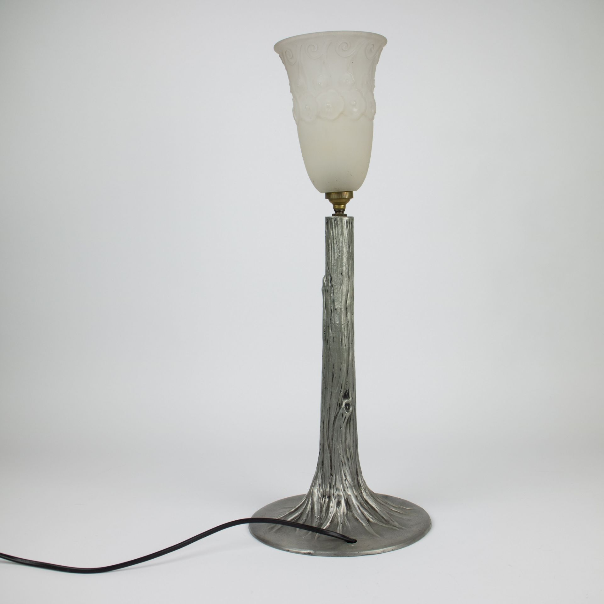Muller Frères table lamp in silver plated bronze - Image 3 of 4