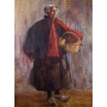 European school oil on canvas Woman with basket signed