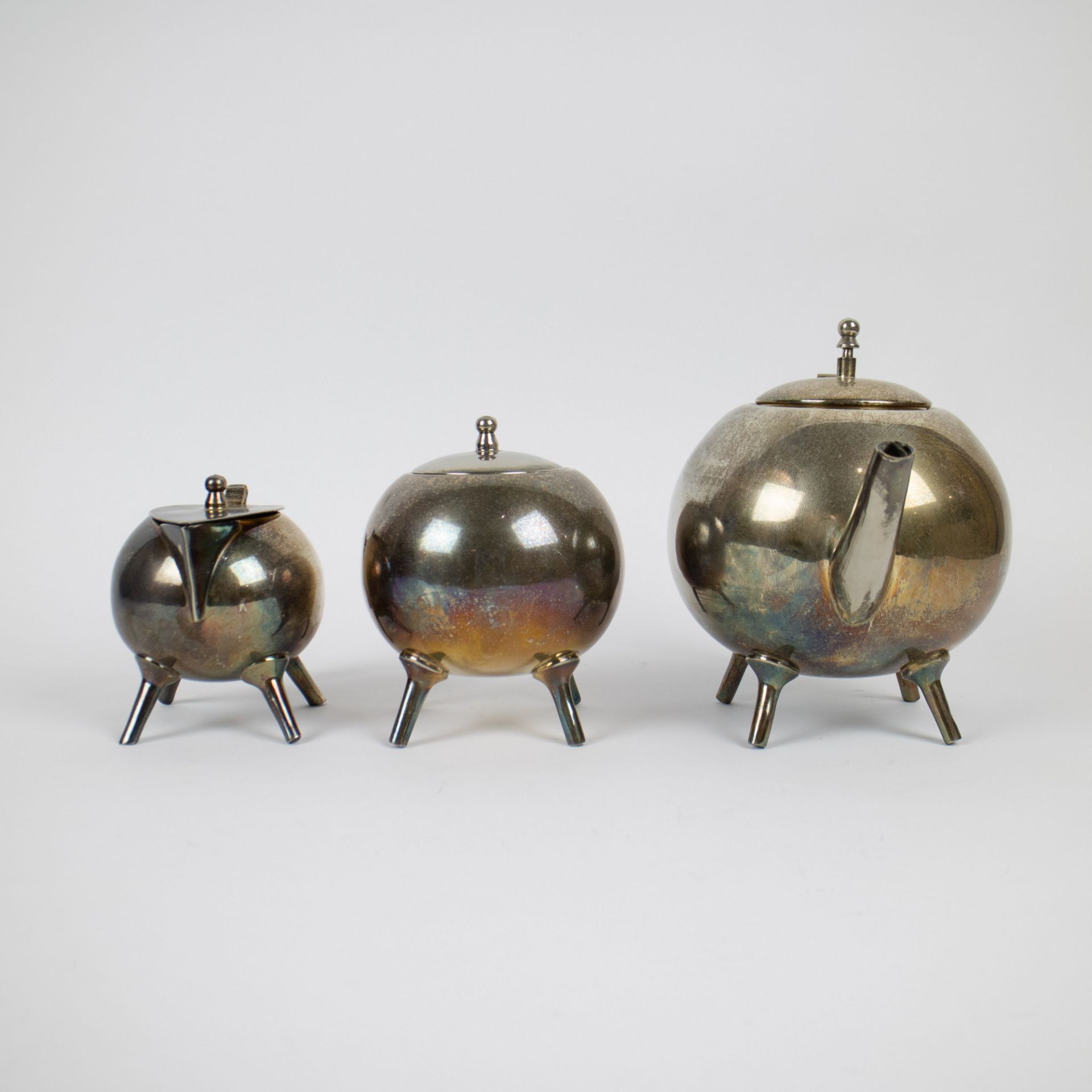 Silvered Victorian tea set style Christopher Dresser - Image 2 of 6