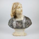 A marble and alabaster buste of a woman.