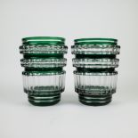 Val Saint Lambert 2 green crystal vases