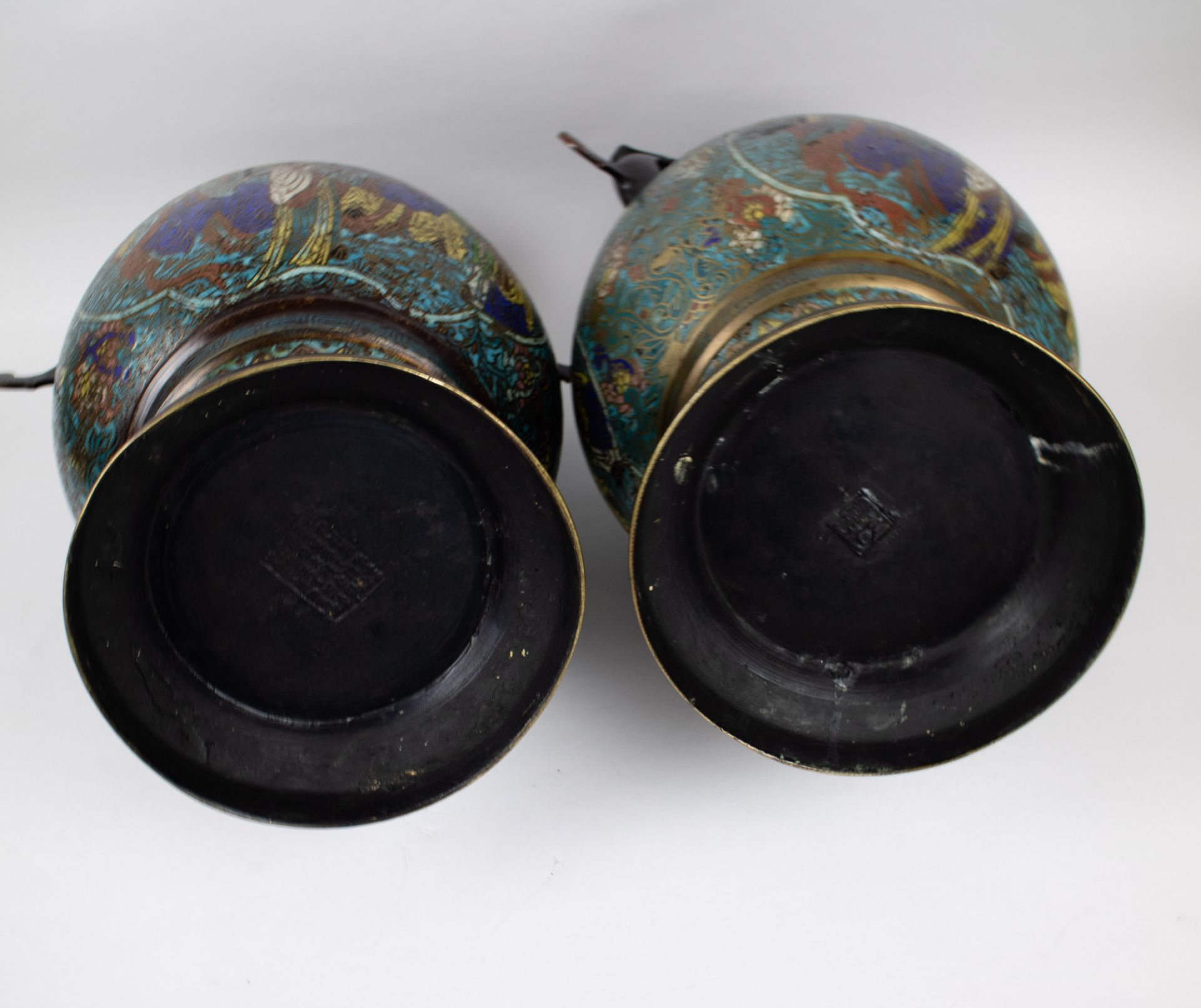 Pair of Japane champlevé vases Meiji, 19th century - Image 6 of 6