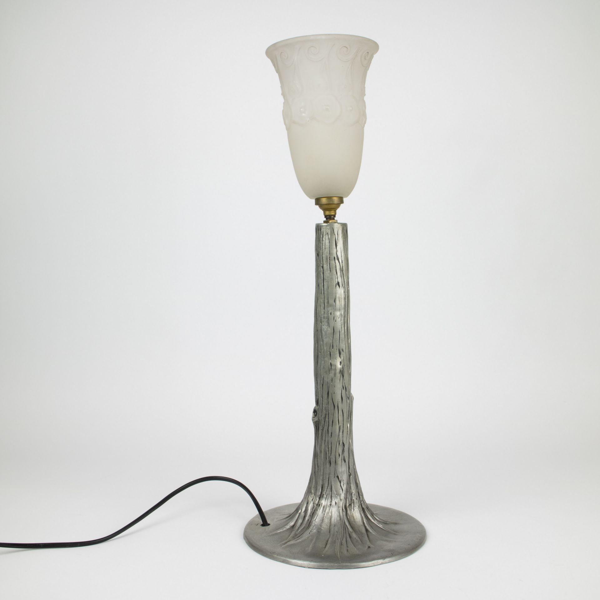 Muller Frères table lamp in silver plated bronze - Image 2 of 4