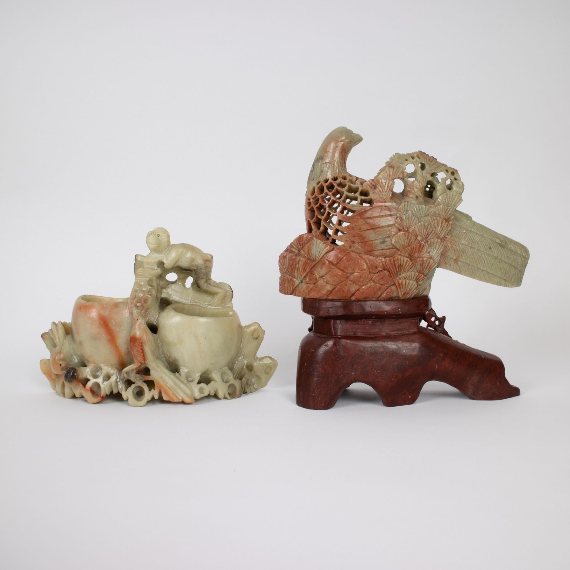 A collection of 6 Asian stone objects - Image 2 of 6