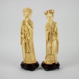 Chinese emperor and empress carved in ivory