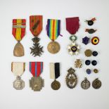 A collection of Belgian military decorations and medals including WWI