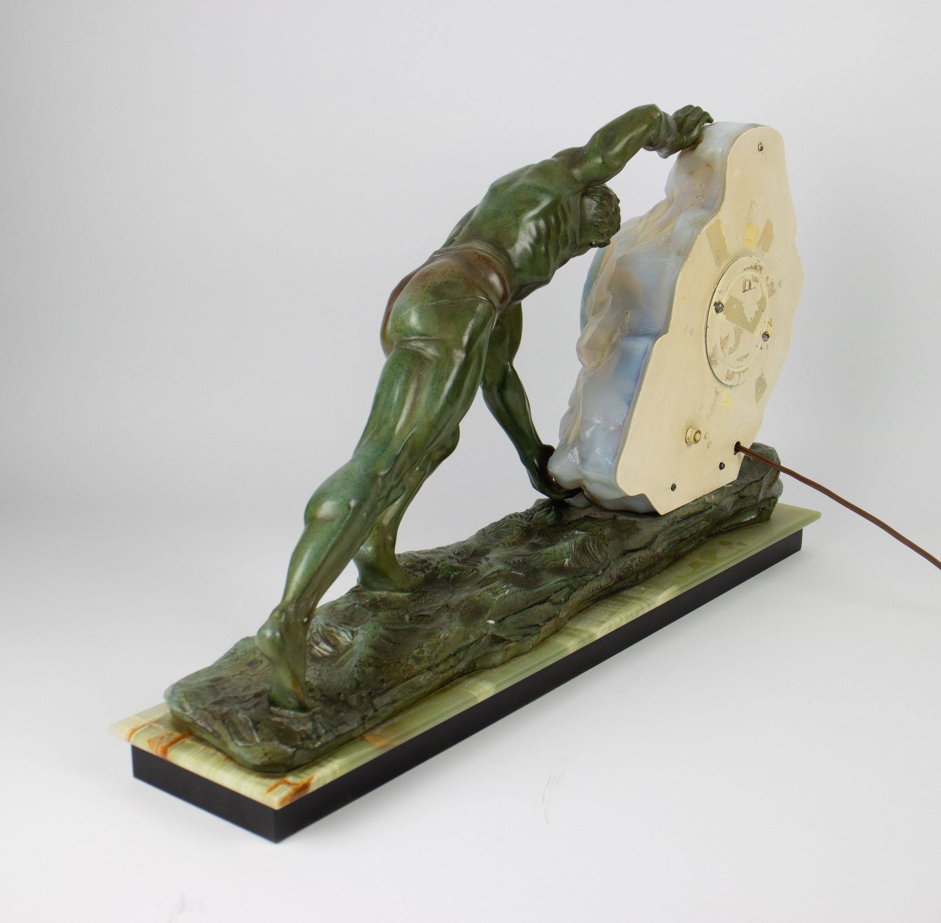 Art Deco statue with clock (attributed to Max le Verrier) - Image 4 of 5