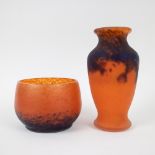 2 vases in glass paste Delatte and Muller Frères France