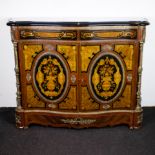 Cabinet with bronze mounts and a wooden top