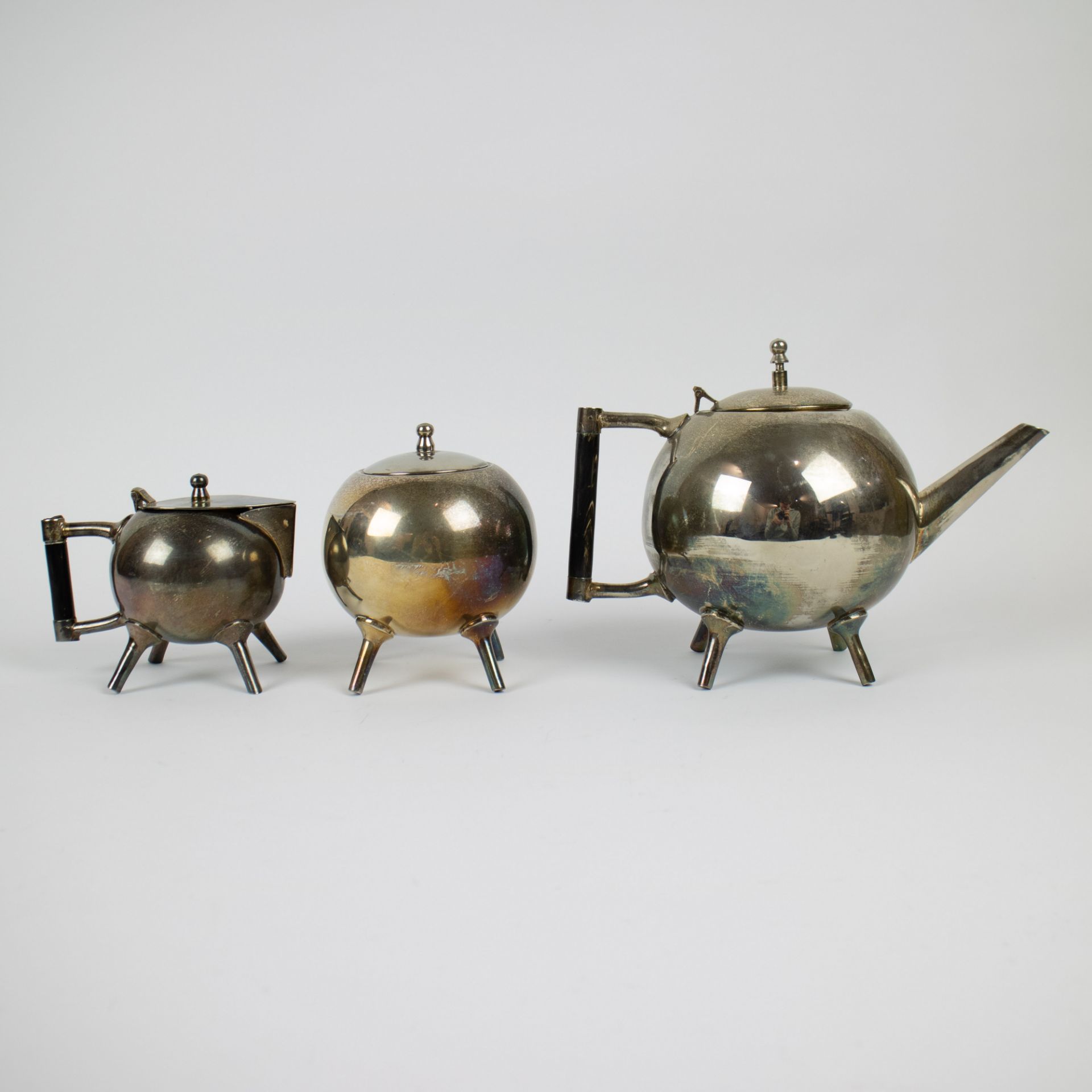 Silvered Victorian tea set style Christopher Dresser - Image 3 of 6