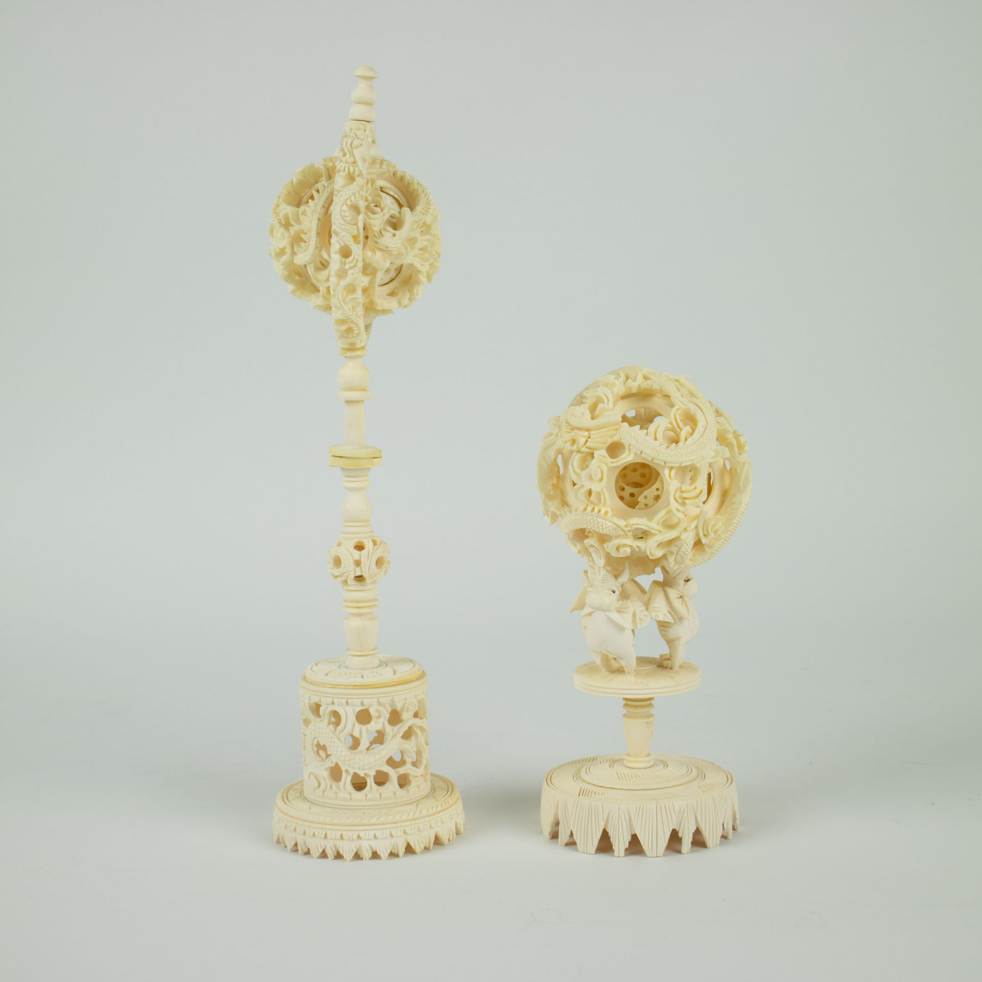 2 Canton ivory puzzle balls - Image 2 of 5