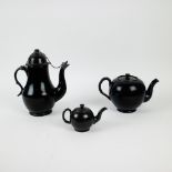 3 black glazed jugs in Namur earthenware, 18th century