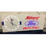 Large Ford Motorsport Illuminated Sign and Clock