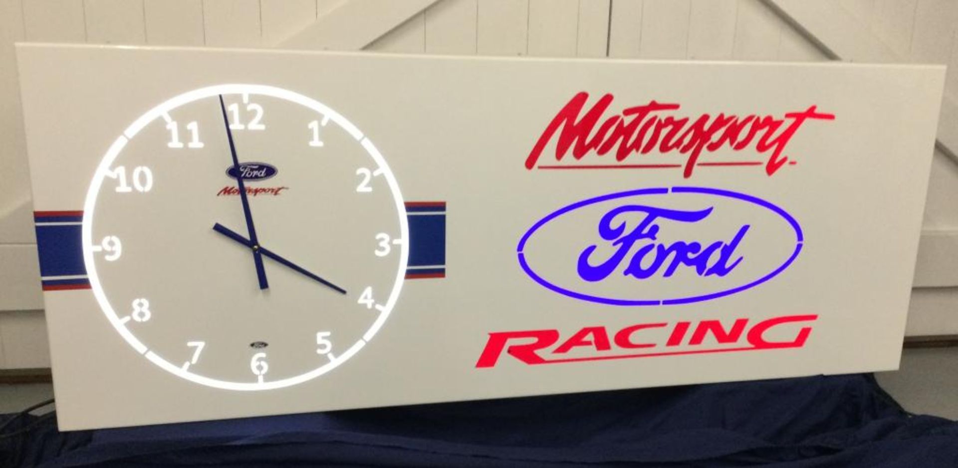 Large Ford Motorsport Illuminated Sign and Clock