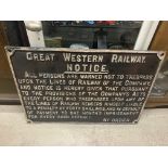 GREAT WESTERN RAILWAY SIGN