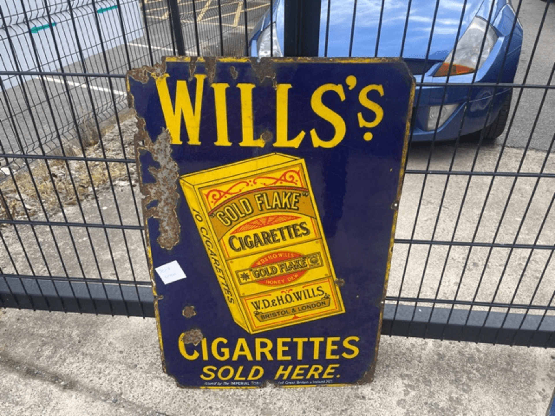 ANTIQUE WILLS CIGARETTES ENAMEL SIGN