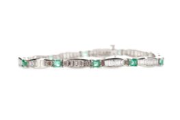 AN EMERALD AND DIAMOND BRACELET