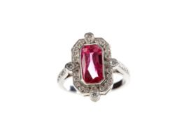 A RUBY AND DIAMOND RING