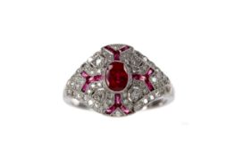 A RUBY AND DIAMOND RING