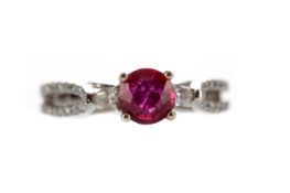 A RUBY AND DIAMOND RING