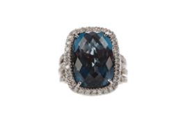 A LONDON BLUE TOPAZ AND DIAMOND RING